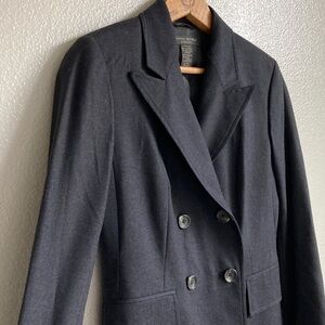 Banana Republic Y2K Vintage Wool Stretch Charcoal Double-Breasted Blazer SZ 0
